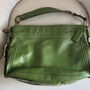 Unusual green Coach leather hobo bag